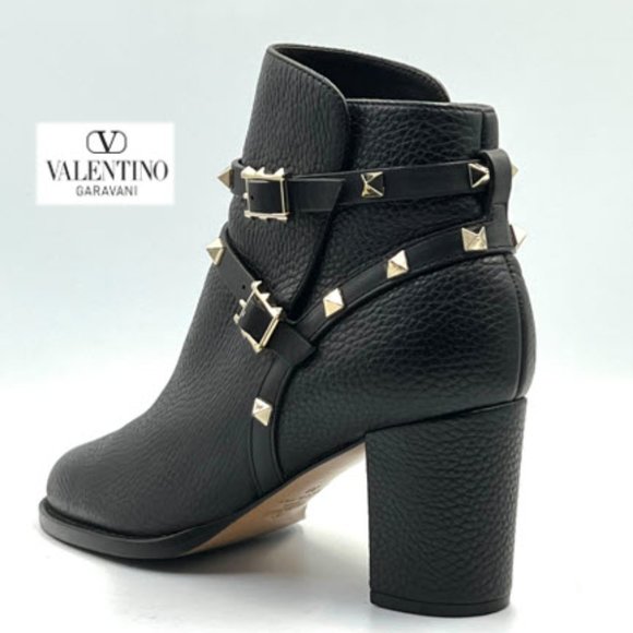 Valentino Garavani Shoes - Valentino Garavani Rockstud Leather Ankle Boots - SN: TTM A03 2